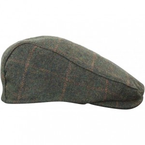 Newsboy Caps Mens Herringbone Tweed Wool Check Grandad Flat Caps Hats Vintage Green Grey Blue Brown - Olive - CY18G3SRK3G $53.75