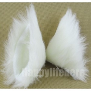 Headbands Long Fur Cat Ears and Cat Tail Set Halloween Party Kitty Cosplay Costume Kits (White) - White - CR12GZVFCBB $33.23