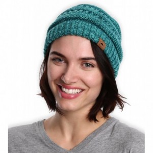 Skullies & Beanies Womens Cable Knit Beanie - Warm & Soft Stretch Winter Hats for Cold Weather - Turquoise - CO184AKZH5A $21.76