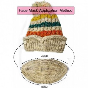 Skullies & Beanies Women's Fleece Lined Beanie Winter Knit Ear Flaps Hat with Pompom Faux Knitted Hat Scarf Mask Set - CD18M0...