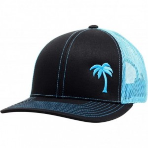 Baseball Caps Trucker Hat - Palm Tree Series - Black/Aqua - CC12FQ9FXLR $50.83