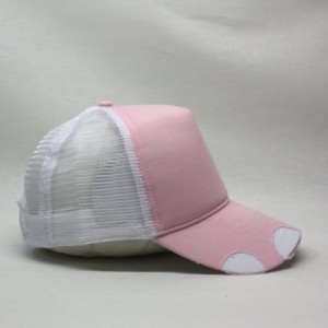 Baseball Caps Plain Cotton Twill Mesh Adjustable Snapback Low Profile Baseball Cap - Distressed Soft Pink/White - C9186N7I8C7...