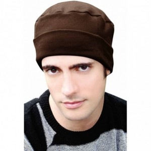 Skullies & Beanies Cancer Patient Hats for Men - Cotton Cuff Cap - Brown - CK125J5K4AH $36.92