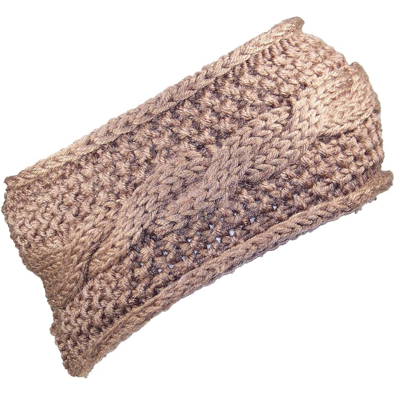 Cold Weather Headbands Womens Rib Stitch Cable Knit Circle Headband/Warmer (One Size) - Brown - C012NFIS4BQ $21.59