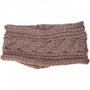 Cold Weather Headbands Womens Rib Stitch Cable Knit Circle Headband/Warmer (One Size) - Brown - C012NFIS4BQ $21.59