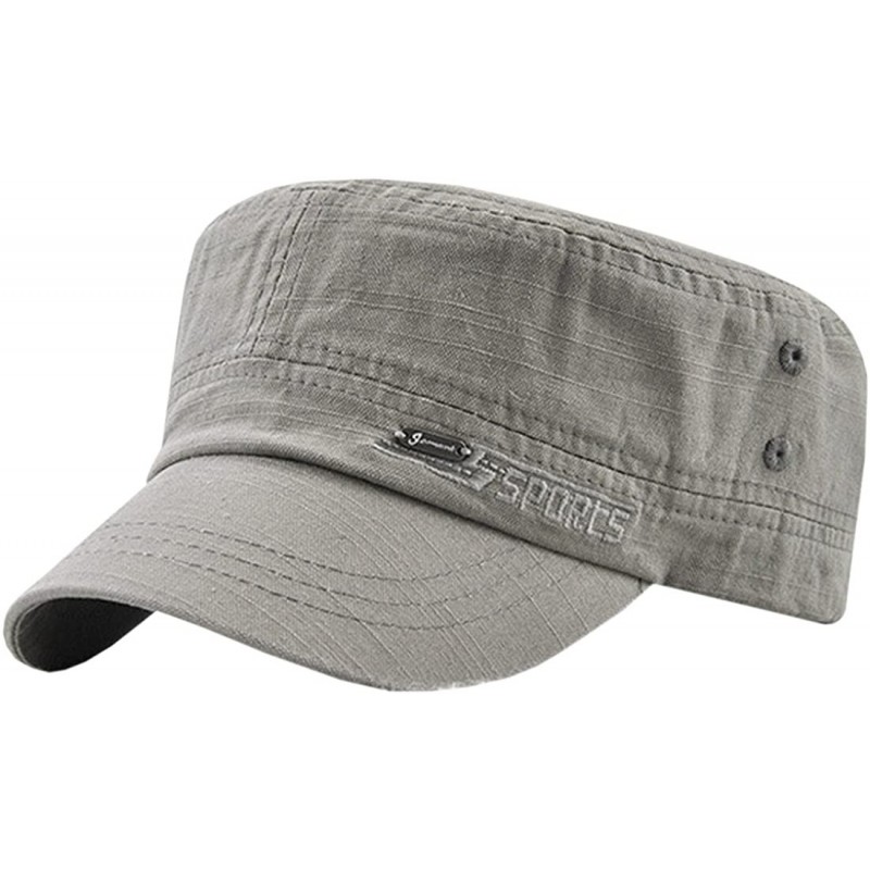 Newsboy Caps Men's Solid Color Military Style Hat Cadet Army Cap - D--gray - CC18E65LHKQ $26.18