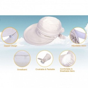 Sun Hats Women UPF 50 UV Sun Protection Convertible 2 in 1 Visor Beach Golf Hat - Beige - C01802YQ7QL $26.70
