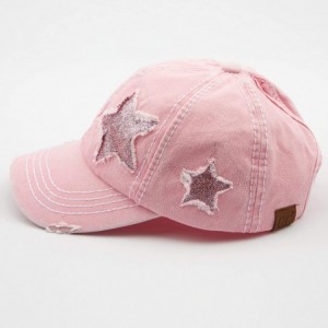 Baseball Caps Exclusives Hatsandscarf Distressed Adjustable - Ltpink Glitter Stars - CT18SKZIMHM $31.28