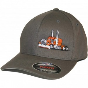 Baseball Caps Trucker Hat Big Rig Tractor Semi Flexfit Cap Truck Driver - Orange - CY18KGLEHOI $52.19