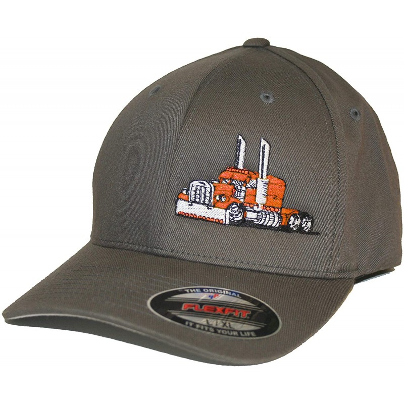 Baseball Caps Trucker Hat Big Rig Tractor Semi Flexfit Cap Truck Driver - Orange - CY18KGLEHOI $55.92