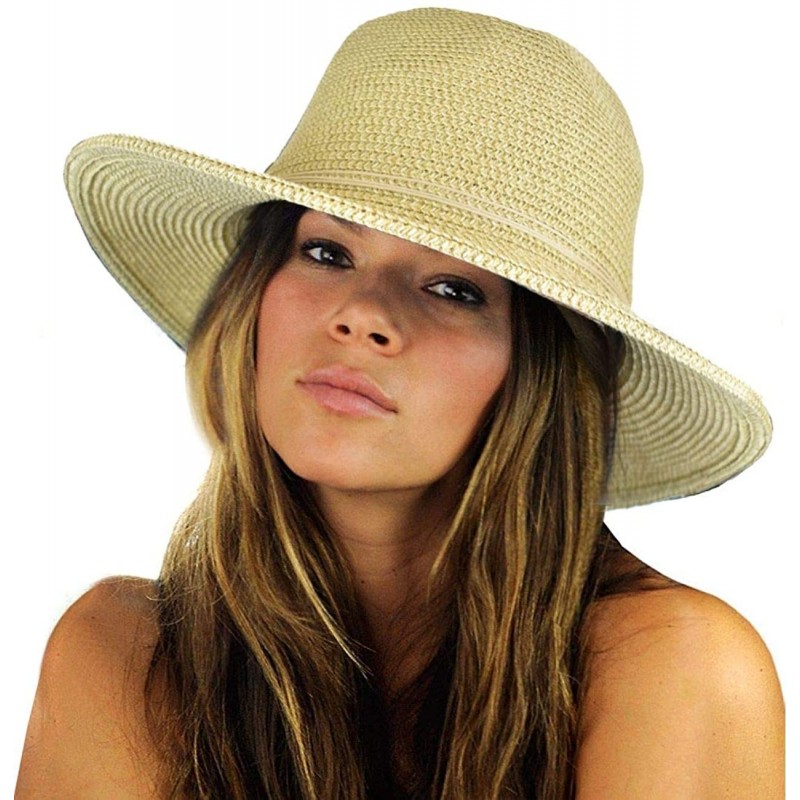 Fedoras Teardrop Dent Braided Trim Casual Panama Fedora Sun Hat - Natural Lurex - CP19655YWWC $32.16