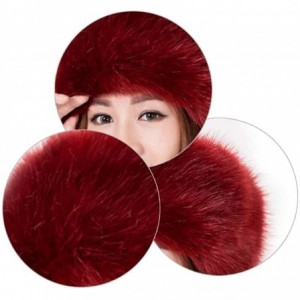 Skullies & Beanies Women's Faux Fur Hat for Winter with Stretch Cossack Russion Style Beanie Warm Cap - Wine Red - CX18ICTWX2...