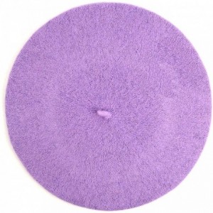 Berets Women's Ladies Solid Colored Classic French Wool Blend Beret Hat Cap - Lavender Purple - CA187QSCN7N $13.79