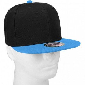 Baseball Caps Classic Snapback Hat Cap Hip Hop Style Flat Bill Blank Solid Color Adjustable Size - 2pcs Black & Black/Turquoi...