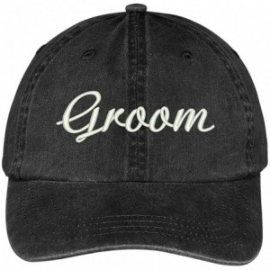 Baseball Caps Groom Embroidered Wedding Party Pigment Dyed Cotton Cap - Black - CJ12FM6FA7Z $18.74