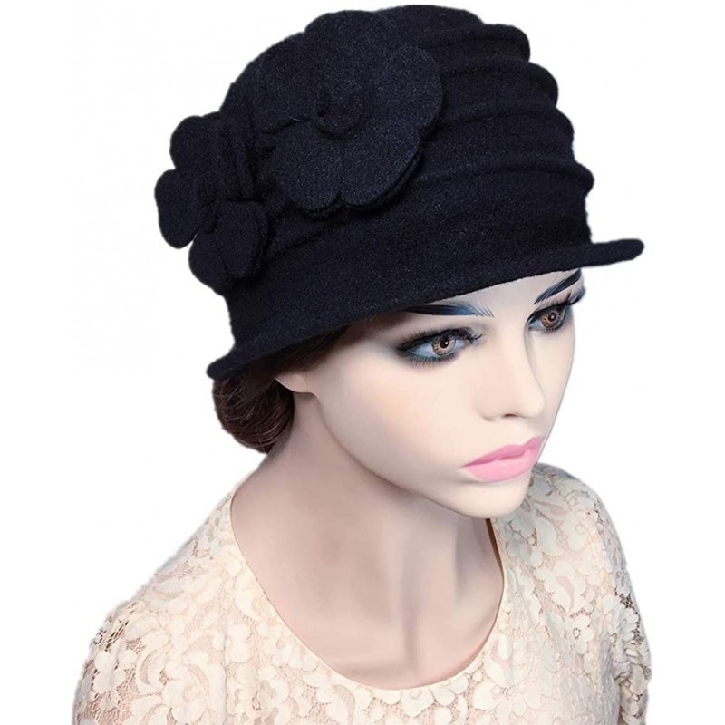 Flower 100% Wool Dome Bucket Hat Winter Cloche Hat Fedoras Derby Hat ...