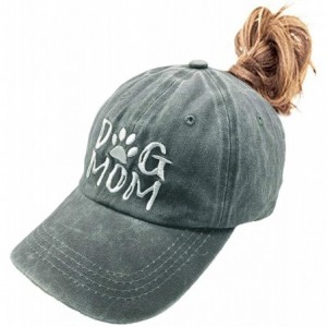 Baseball Caps Women's Embroidered Adjustable Denim Baseball Cap - Embroidered Ponytail Grey - CN18WRK2HNH $28.54