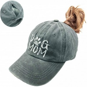 Baseball Caps Women's Embroidered Adjustable Denim Baseball Cap - Embroidered Ponytail Grey - CN18WRK2HNH $16.76
