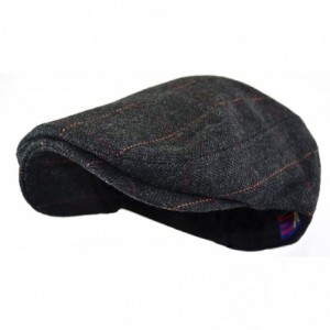 Newsboy Caps Men's Classic Herringbone Tweed Wool Blend Newsboy Ivy Hat (Large/X-Large- Charcoal) - Black Plaid - CF187UCZMI5...