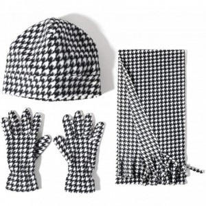 Skullies & Beanies Women Winter Fleece Beanie Gloves Scarf Set - Herringbone - C218A2XGR7N $25.35