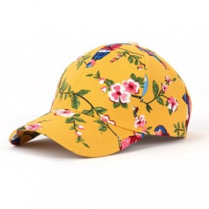 Baseball Caps Floral Print Baseball Cap Adjustable 100% Cotton Canvas Dad Hat Hats for Women - Floral-yellow - CS182MUXC9H $1...