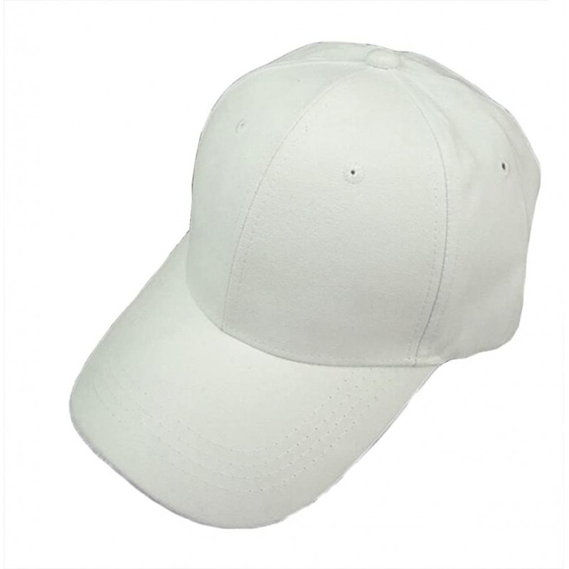 Baseball Caps Unisex Baseball Cap Plain Blank Solid Adjustable Polo Style Hat - White - CR186R0QKRG $20.13