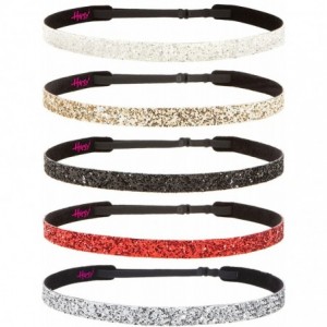 Headbands 5pk Women's Adjustable NO SLIP Skinny Bling Glitter Headband Multi Gift Pack (Silver/Red/Black/Gold/White) - C611RR...