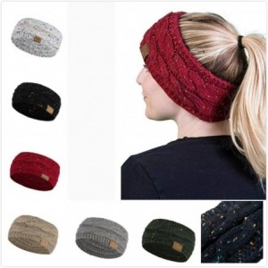 Skullies & Beanies Women Knit Elastic Sport Hair Band Soft Stretch Dotted Yarn Turban Hat - White - CU18KLM30QZ $18.29