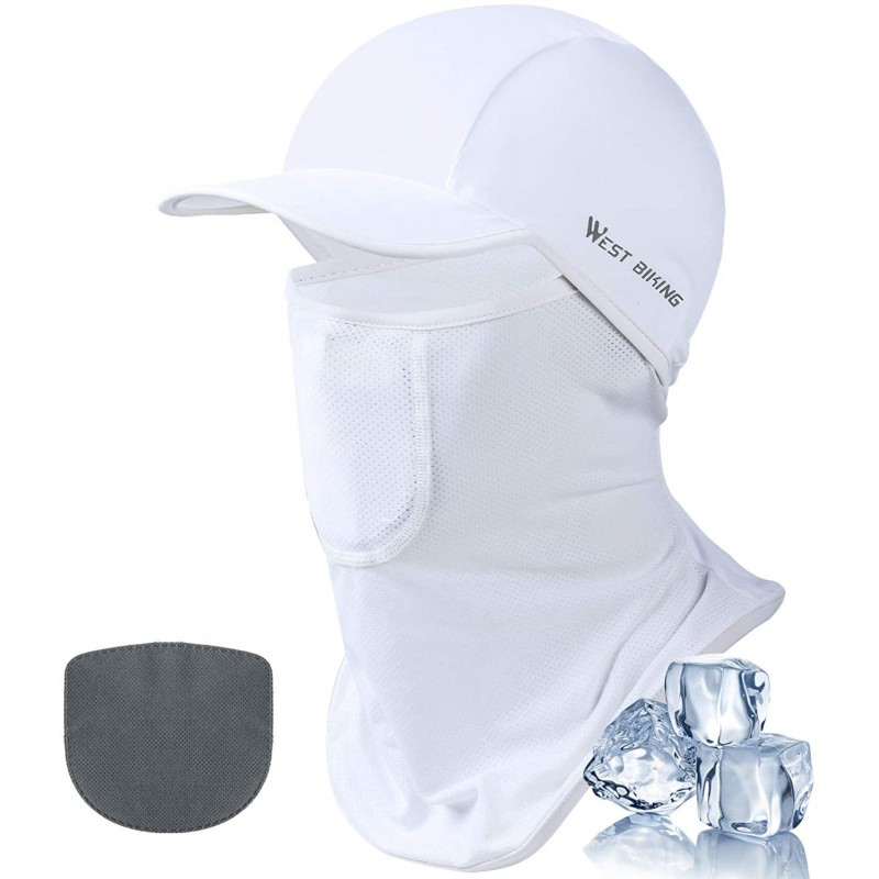 Balaclavas UV Face Mask Balaclava Dust Sun Protection Face Cover Brethable Cooling - White With Filter - CP19923I2A6 $29.34