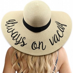 Sun Hats Womens Bowknot Straw Hat Foldable Beach Sun Hat Roll up UPF 50+ - Ae Always on Vacay - Beige - C818TR978LY $29.93