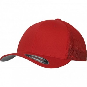 Baseball Caps Mesh Trucker Stretchable Sports Cap - Red - C711IMXQF1H $30.43