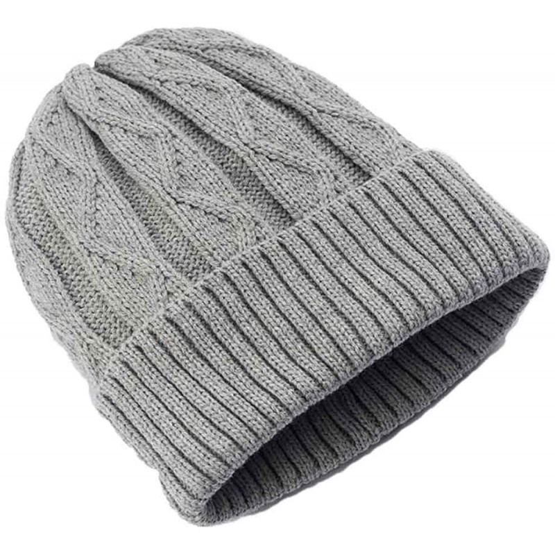 Skullies & Beanies Men Cable Knit Beanie Grey One Size YUP53CW05 - CR12NYCWCZ0 $21.99