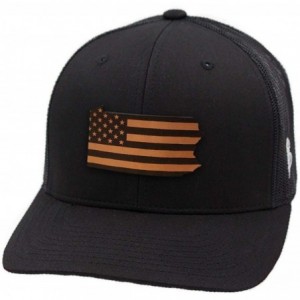Baseball Caps 'Pennsylvania Patriot' Leather Patch Hat Curved Trucker - Black - CI18IGQ6569 $54.32