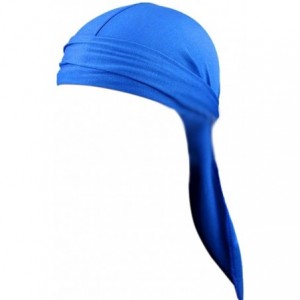 Skullies & Beanies Cotton Stretchable Premium Durag 360 Waves Extra Long Tail Straps for Men - Blue - C918Q2ITENZ $21.06
