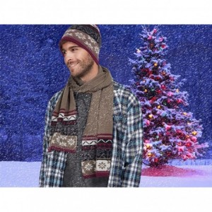 Skullies & Beanies Christmas Pom Pom Beanie Winter Warm Knit Cap Skully-Scarf & Hat Set - Dark Red & Brown Scarf - CH186HE0R8...