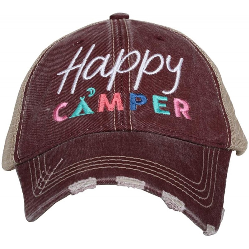 Baseball Caps Happy Camper Women's Trucker Baseball Hat - Trucker Hat for Women - Stylish Cute Ball Cap - Wine - CR195ON0GG9 ...