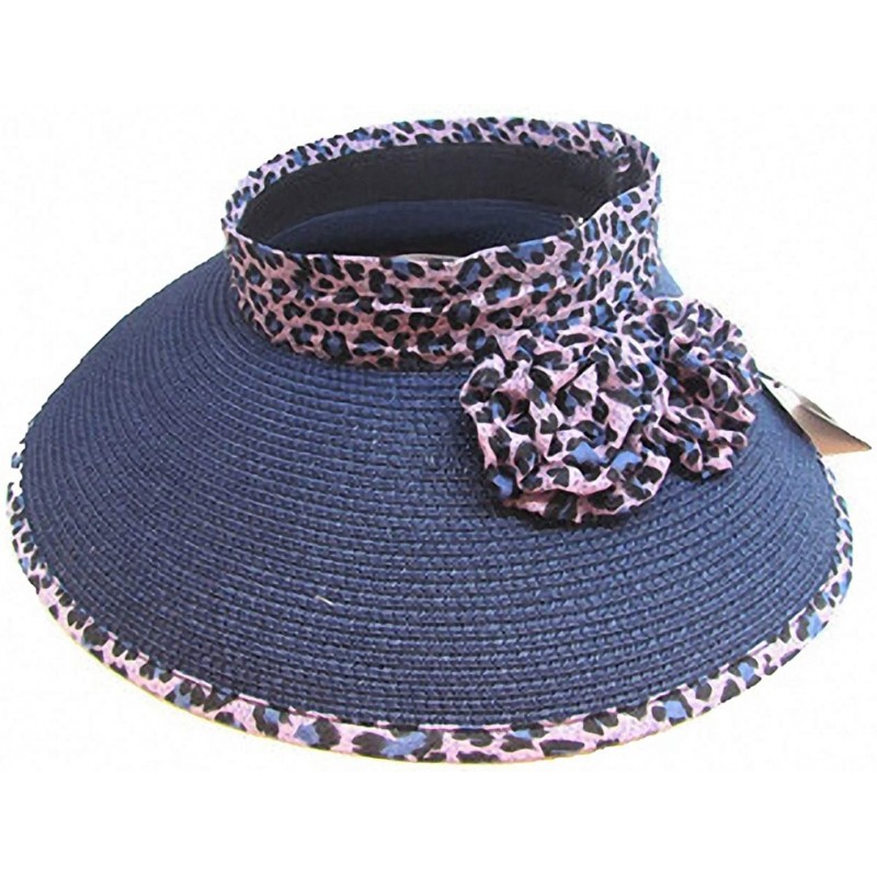 Sun Hats Women's Summer Foldable Straw Sun Visor w/Cute Bowtie UPF 50+ Packable Wide Brim Roll-Up Visor Beach Hat - 02navy - ...