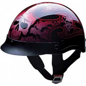 Visors Red Tribal Skull Pattern- ABS Shell Half Motorcycle Helmet 100-132 - C511HP55QNB $96.10