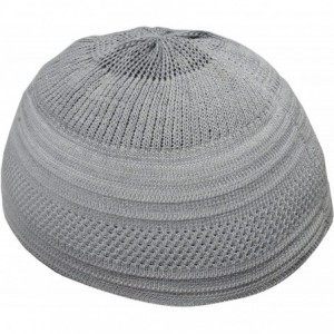 Skullies & Beanies Silver Grey Cotton Stretch Knit Kufi Hat Skull Cap - Comfortable - Unique Design - Gray - CS187SZE8ZD $23.33