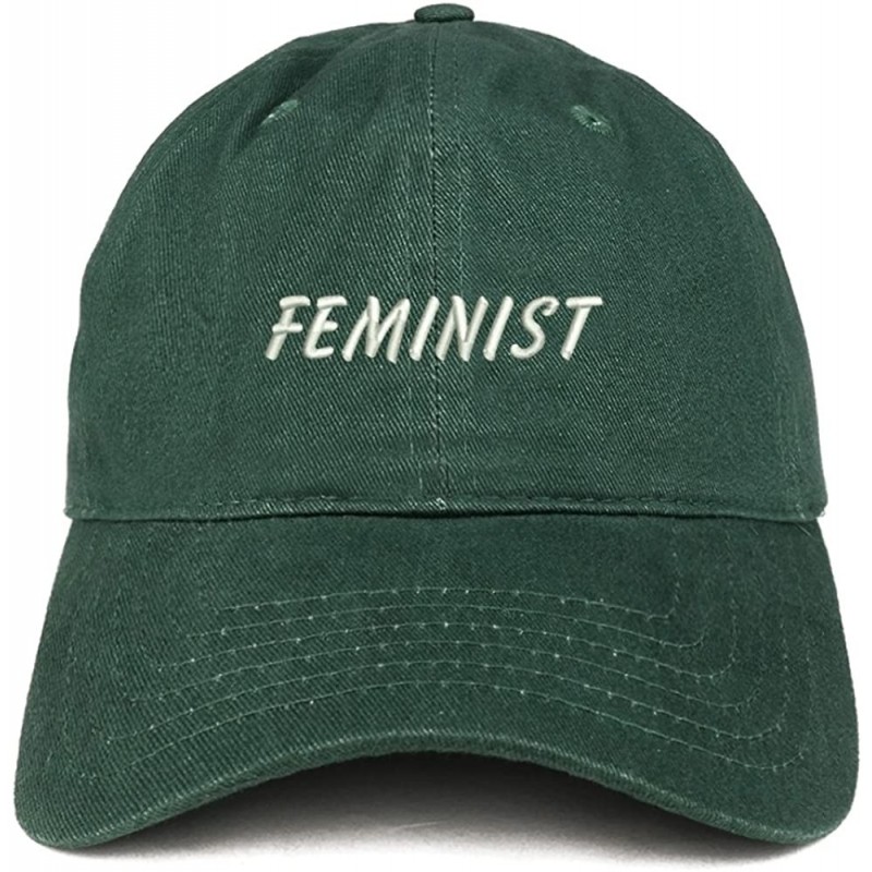 Baseball Caps Feminist Embroidered Brushed Cotton Adjustable Cap - Hunter - CV18CSDEYN7 $37.90
