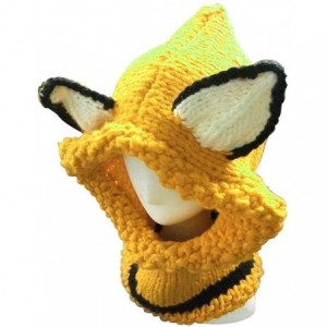 Skullies & Beanies Knit Fox Hat for Women Winter Warm Cap Integrated Hooded Scarf Beanies - Yellow - CV188A6LHAO $42.45