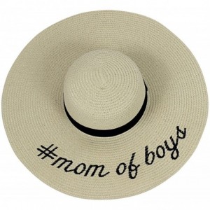 Sun Hats Custom Womens Floppy Sun Straw Hat - Embroider Your Own Words- Wide Brim - Beige + Band - CD182GZ7EA2 $77.60