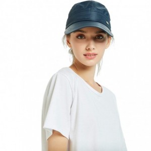 Sun Hats Women's Uv Protection Sun Hat Covertible 2 in 1 Beach Visor Hat Wide Large Brim Thin Cap - Navy - CU18RZ0CLIO $10.41