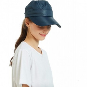 Sun Hats Women's Uv Protection Sun Hat Covertible 2 in 1 Beach Visor Hat Wide Large Brim Thin Cap - Navy - CU18RZ0CLIO $21.05