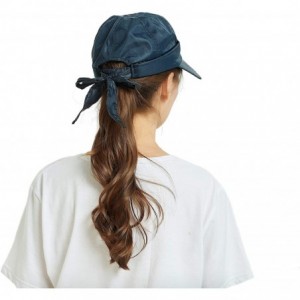 Sun Hats Women's Uv Protection Sun Hat Covertible 2 in 1 Beach Visor Hat Wide Large Brim Thin Cap - Navy - CU18RZ0CLIO $10.41