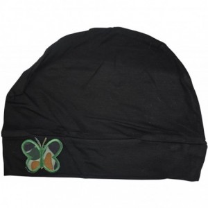 Skullies & Beanies Soft Chemo Cap Cancer Beanie with Green Camo Butterfly - Black - CZ12NA4O3XT $29.71
