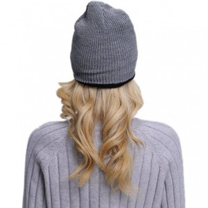 Skullies & Beanies Reversible Beanie Hat for Men- Women & Kids in Stretchy Comfy - Black and Grey - CO188QZA2RW $20.22
