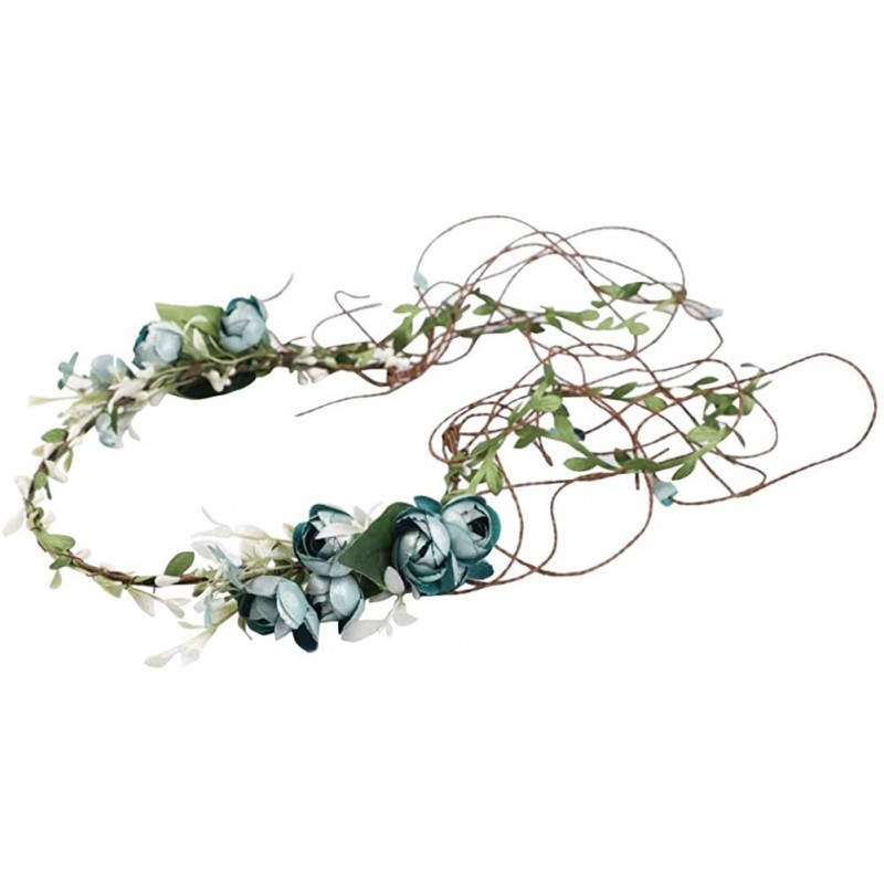 Headbands Adjustable Flower Crown Festivals Headbands Garland Girls Hair Wreath - A1blue - CP18SW2CORO $26.47