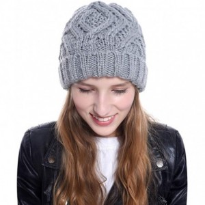 Skullies & Beanies Winter Casual Thick Warm Stretch Cable Knitted Beanie Skullies Hat Cap - Grey - CO18AUG5LXI $21.38