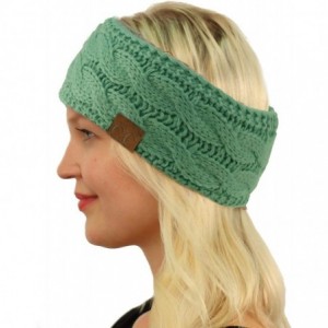 Cold Weather Headbands Winter Fuzzy Fleece Lined Thick Knitted Headband Headwrap Earwarmer - Solid Mint - CN18I4E9EWM $20.29